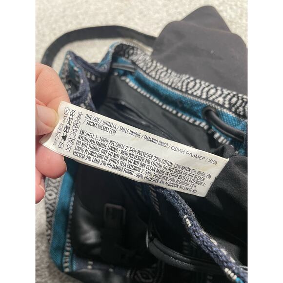 Forever 21 Women's Size OS Faux Leather Knit Aztec Style Backpack Blue Boho - Picture 7 of 9